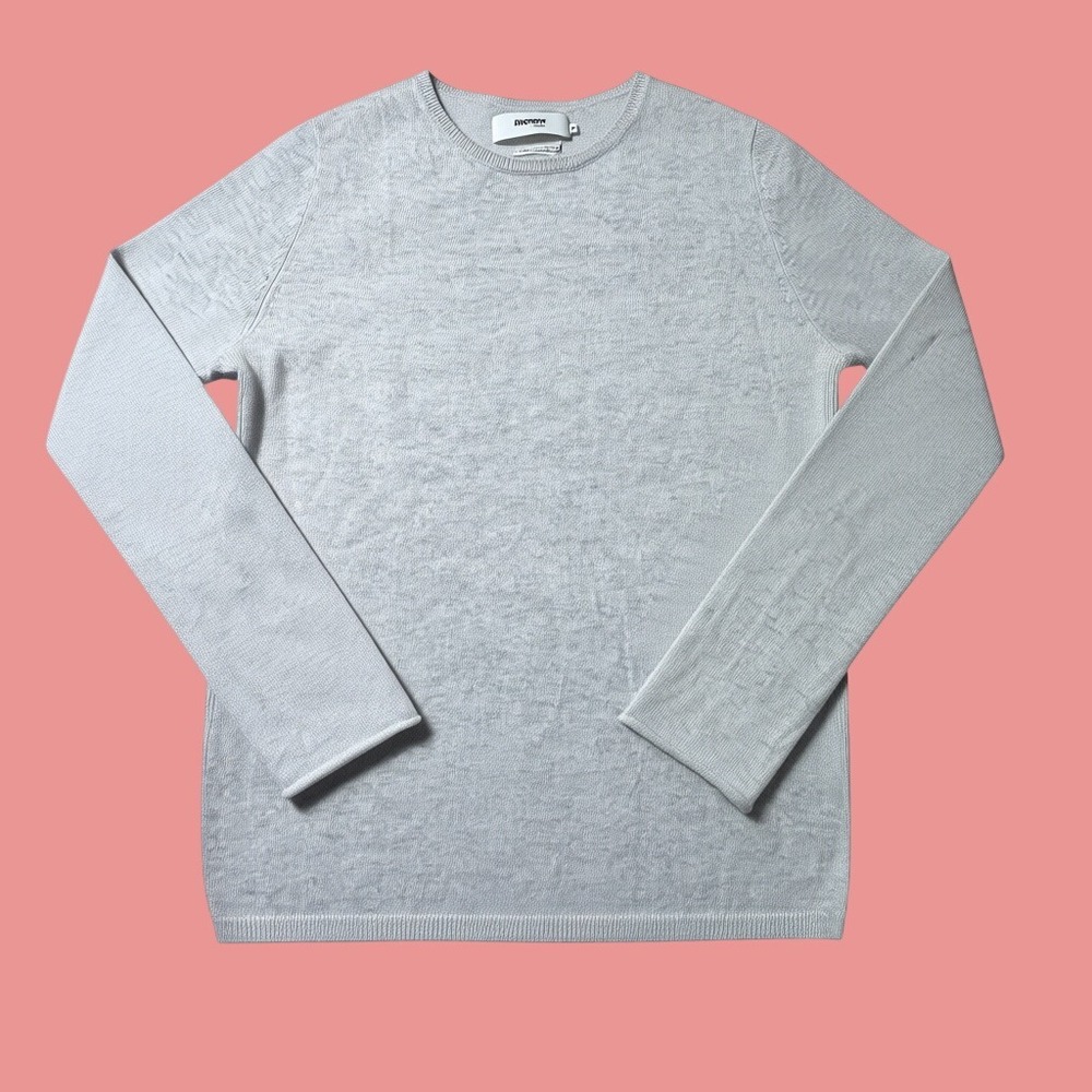 NOTSHY Cashmere Sweater Women M Gray Crewneck Rolled Cuff Parisian Chic